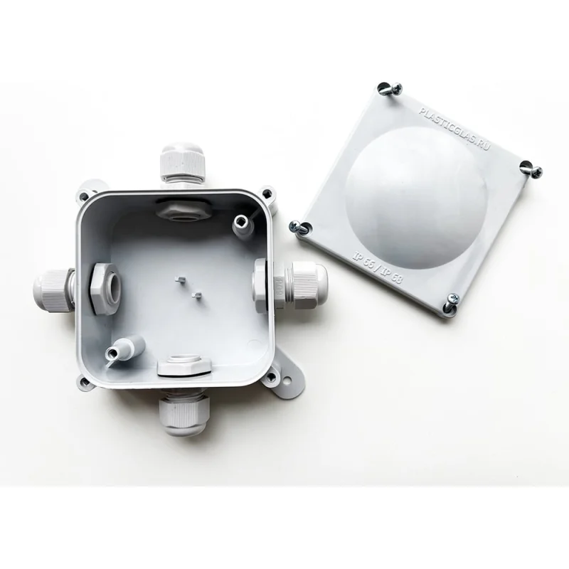 Монтажная коробка Plasticglas IP66/IP68 с гермовводами 4хPG9 КМ767635-03-03-03-03