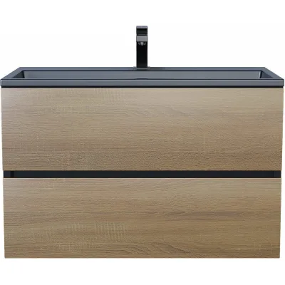 Подвесная тумба под раковину для ванной uperwood Barsa_80 см, черная/дуб сонома 293020539