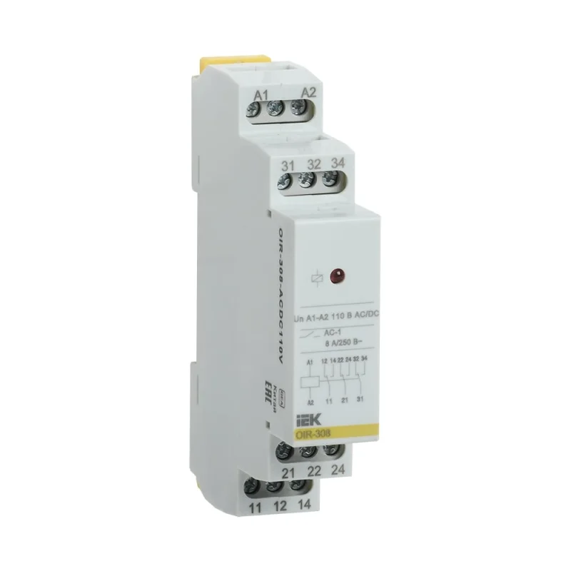 Промежуточное реле IEK OIR 3 контакта, 8А, 110В, AC/DC OIR-308-ACDC110V