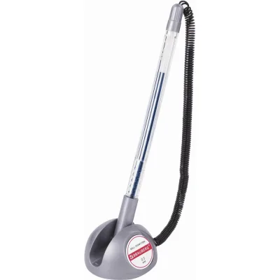 Ручка BRAUBERG шариковая настольная Counter Pen СИНЯЯ пружинка корпус серебристый 05мм  143258