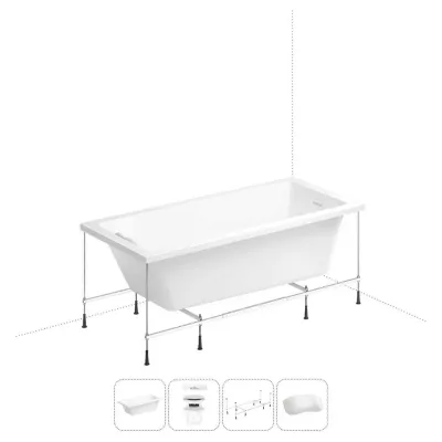Акриловая ванна Wellsee 180х85 см FreeDom 2.0 в наборе 4 в 1 20212786R