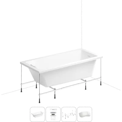 Акриловая ванна Wellsee 165х80 см FreeDom 2.0 в наборе 4 в 1 20212785R