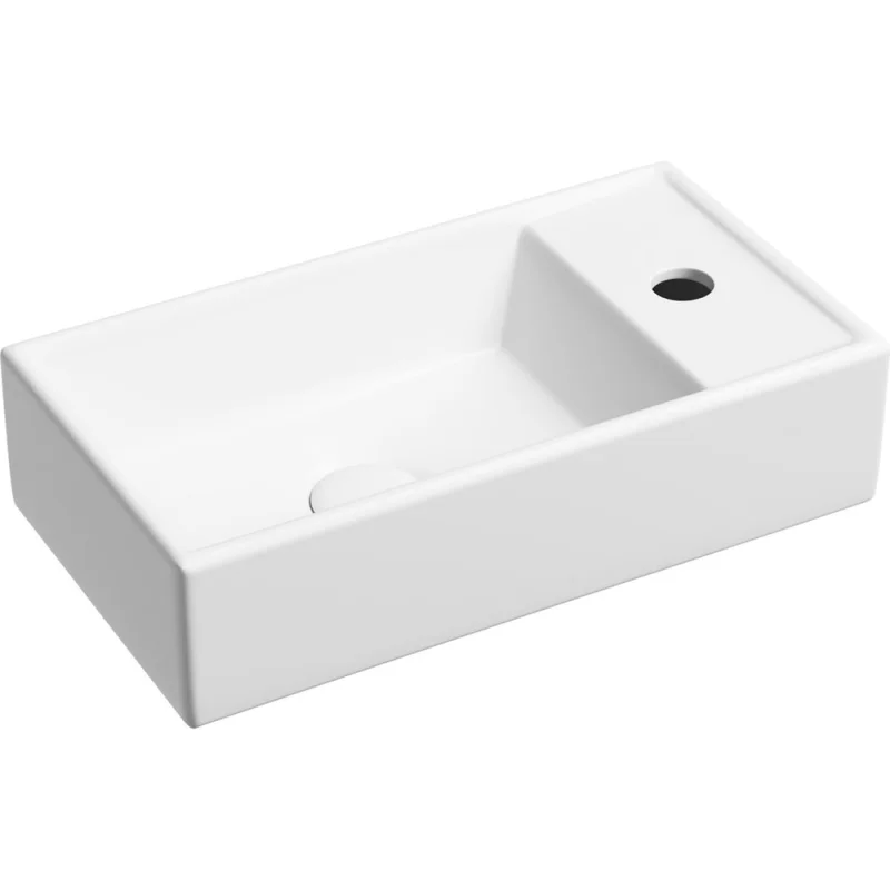 Умывальник подвесной прямоугольный Ceramicanova Element чаша слева, отверстие под смеситель справа, белый матовый, 407х217х100 мм CN6051LMW