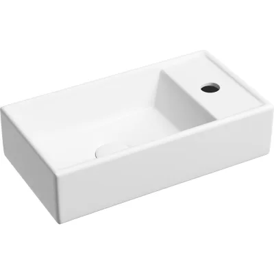 Умывальник подвесной прямоугольный Ceramicanova Element чаша слева, отверстие под смеситель справа, белый матовый, 407х217х100 мм CN6051LMW