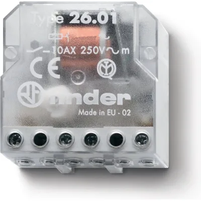 Импульсное реле Finder, установка в монтажную коробку, 1НО контакт 10А 24В AC, 260180240000
