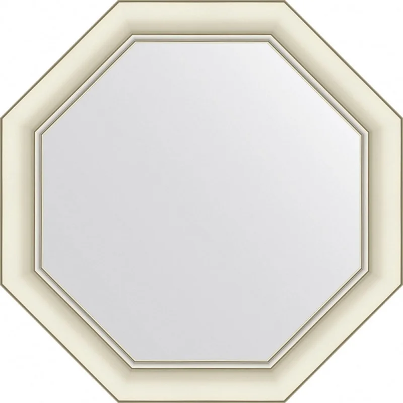 Зеркало EVOFORM в багетной раме - белый с серебром 60 mm (56x56 cm) BY 7437