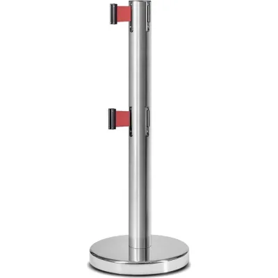 Стойка ограждения c 2 лентами Rusbarrier 3 м BS2LN-236323 red