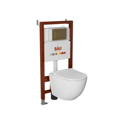 Инсталляция Bauedge BAU PRO для подвесного унитаза, клавиша смыва BAU Stil для инсталляции, бронза Q111300-Q00012