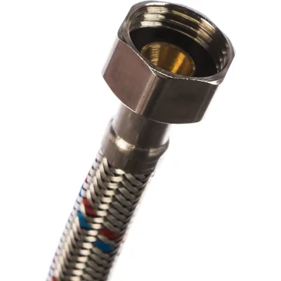 Подводка для воды СТМ сталь, 1/2", гайка-гайка, 30 cм CWFHF030