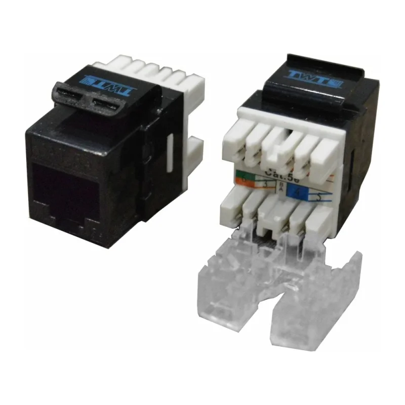 Модуль Keystone RJ45, кат.5e, UTP, 180 градусов, черный, TWT-OK45UTP180/5E-BK