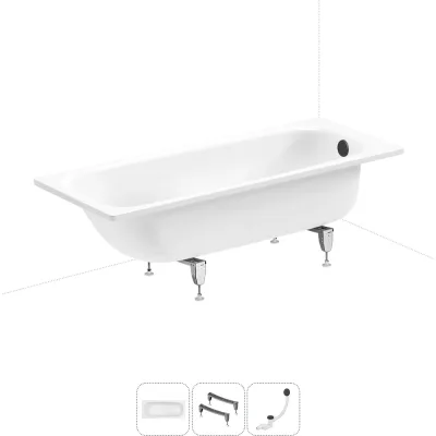 Стальная ванна 170х70 см с шумоизоляцией Sanitana BLB Universal 20220719R в наборе 3 в 1 20220719R