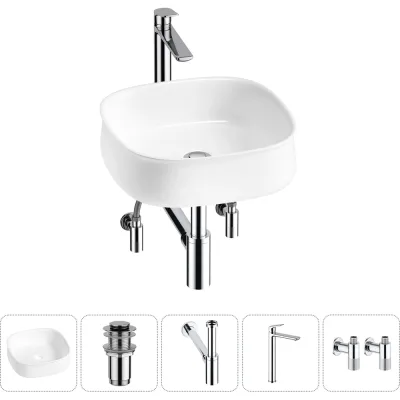 Комплект 5 в 1 Lavinia Boho Bathroom Sink накладная раковина 42x42 см 3331108 20215456R