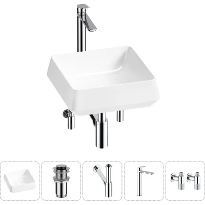 Комплект 5 в 1 Lavinia Boho Bathroom Sink накладная раковина 38x38 см 3331110 20215424R