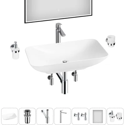 Акционный набор Wellsee 7 в 1 Demure накладная раковина 60x36 см 20218535R
