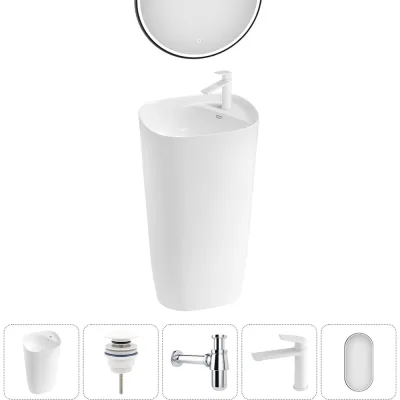 Комплект 5 в 1 Wellsee Bathroom Sink напольная раковина 50x45x88,5 см состоит из 33 20219404R