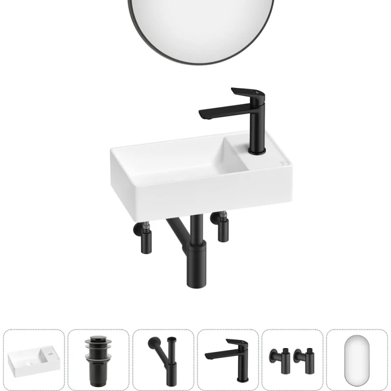 Мини-раковина для ванной комнаты или туалета Wellsee WC Area в наборе 6 в 1 20218112R