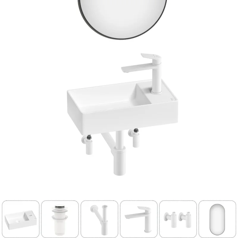 Мини-раковина для ванной комнаты или туалета Wellsee WC Area в наборе 6 в 1 20218114R