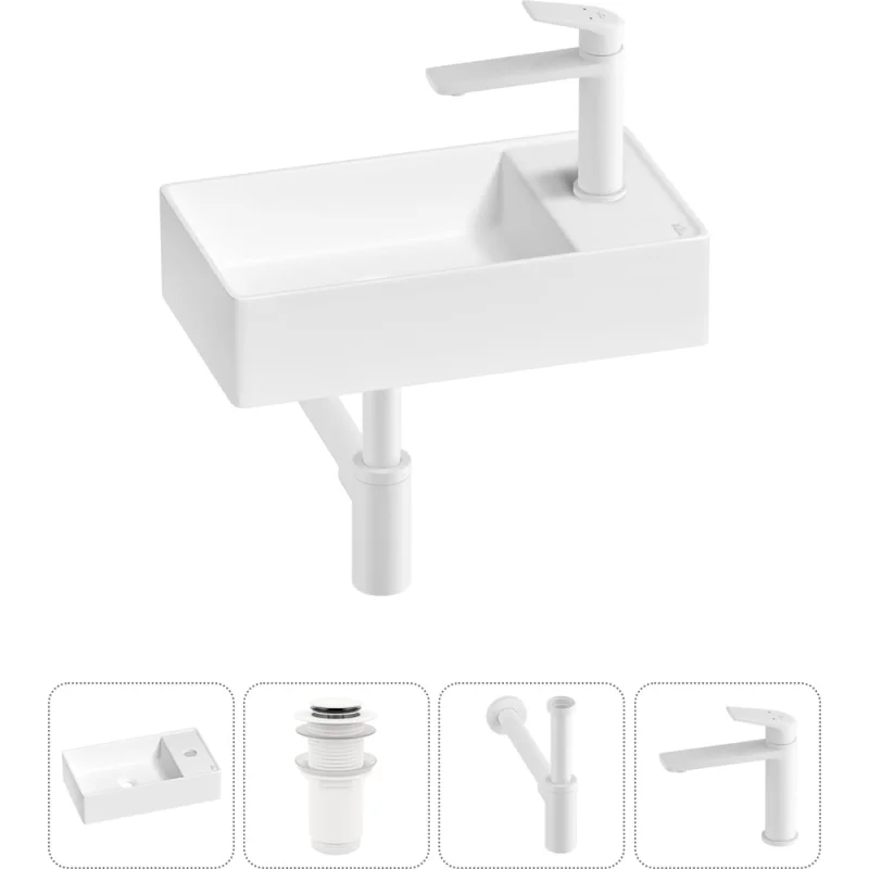 Мини-раковина для ванной комнаты или туалета Wellsee WC Area в наборе 4 в 1 20213637R
