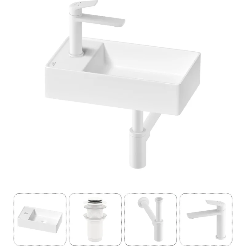 Мини-раковина для ванной комнаты или туалета Wellsee WC Area в наборе 4 в 1 20213821R
