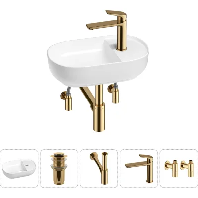 Мини-раковина для ванной комнаты или туалета Wellsee WC Area в наборе 5 в 1 20212107R