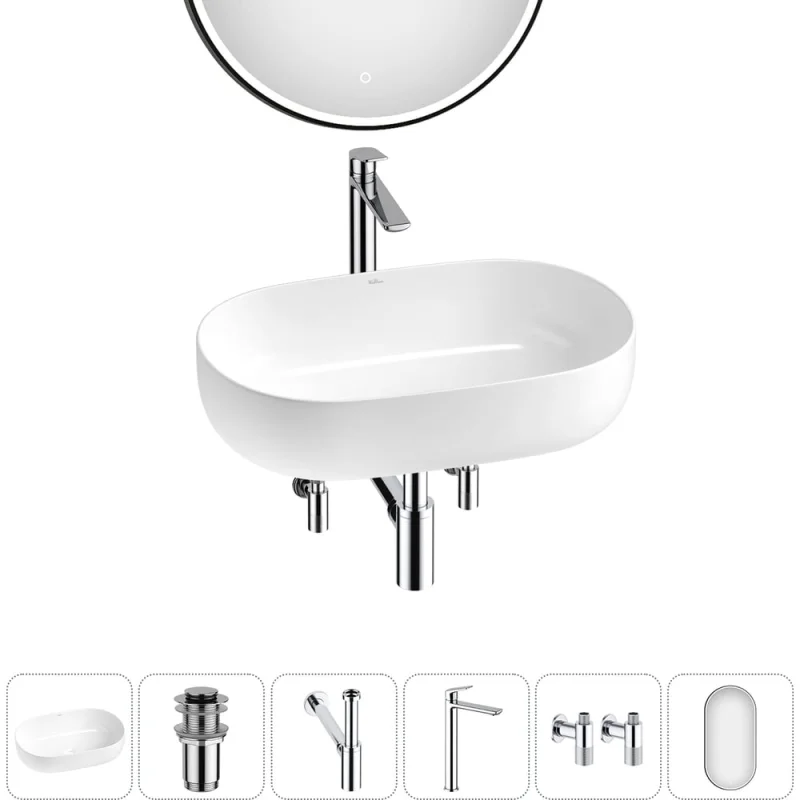Накладная раковина для ванной комнаты Wellsee Chic Riviera в наборе 6 в 1 20217667R
