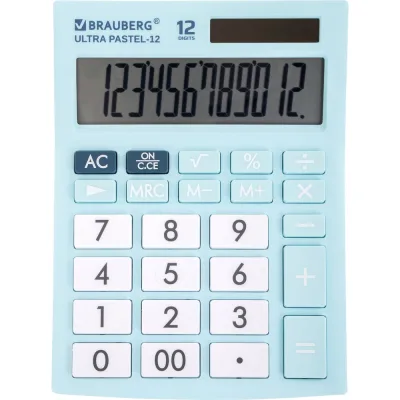 ΠΠ°ΡΡΠΎΠ»ΡΠ½ΡΠΉ ΠΊΠ°Π»ΡΠΊΡΠ»ΡΡΠΎΡ BRAUBERG ULTRA PASTEL-12-LB 192x143 ΠΌΠΌ, 12 ΡΠ°Π·ΡΡΠ΄ΠΎΠ², Π³ΠΎΠ»ΡΠ±ΠΎΠΉ, 250502