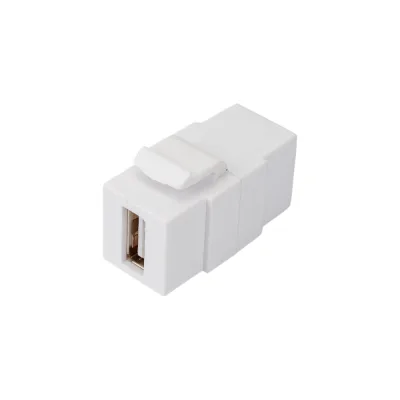 Вставка LANMASTER Keystone USB 2.0, тип A, мама-мама, 180 градусов, белая LAN-OK-USB20-AA/V-WH