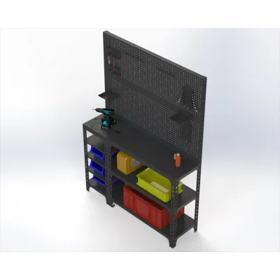 Стол-верстак Metalex 950x1200x600 (с бок. полками, двумя перфопанелями и комп. аксессуаров) серый / ООО Металекс 111699