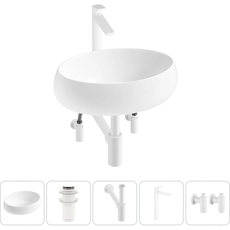 Комплект 5 в 1 Wellsee Lavinia Boho Bathroom Sink накладная раковина 50x36 см 3331108 20215078R
