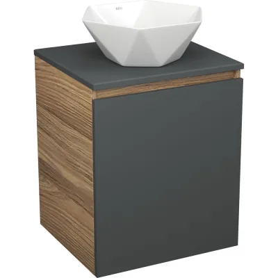 Тумба Bauedge Bau Dream Blackwood 50 графит, раковина BAU Crystal 40х40 SD4091
