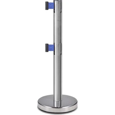 Стойка ограждения c 2 лентами Rusbarrier 5 м BS2LN-237625 blue