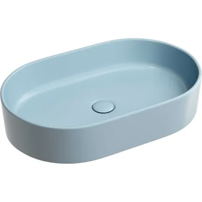 Умывальник-чаша накладная Ceramicanova Element овальная, цвет голубой матовый, 608х385х122 мм CN6048ML