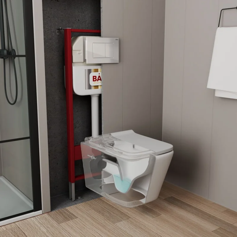 Рамная инсталляция для подвесного унитаза Bauedge BAU NEO 45 кнопка смыва BAU Stil, белый глянец NEO45700-Q00001