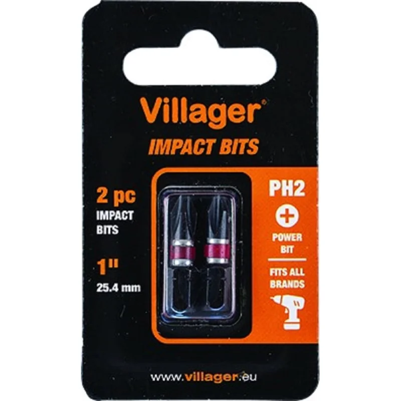 Биты ударные для шуруповерта PH2 25 мм Villager 059888