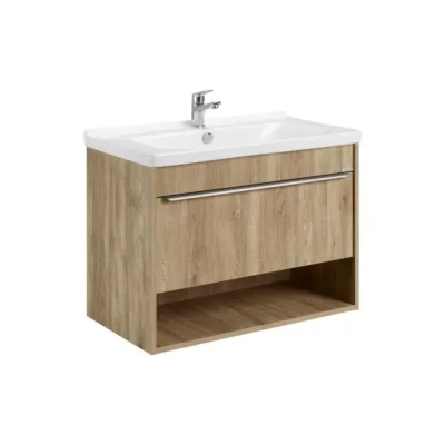 Тумба AQUATON Хоуп 80 с раковиной Миранда 80, 1 ящик, цвет Орех 1A2873V1HP6C0