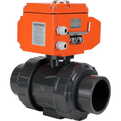 Кран шаровой НПВХ-НПВХ-E-FP-GRM-ISO Ду65 Ру10 DN.ru с электроприводом QT2-003 220В D160-66344