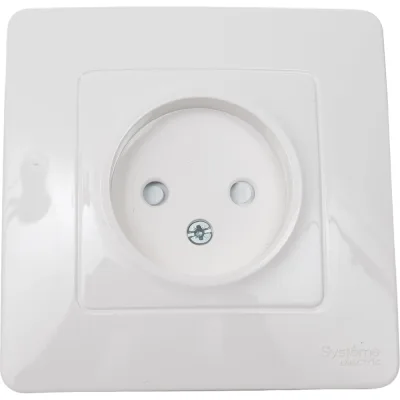 Розетка Systeme Electric Blanca с/у, без заземления, со шторками, 16а, 250в, молочный BLNRS000112