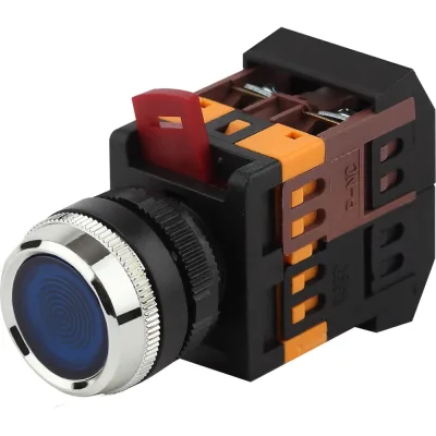 Кнопка ЭРА ABLFS-22 синий, d22мм, неон, 240В, 1з+1р, 10/400/3200 Б0045657