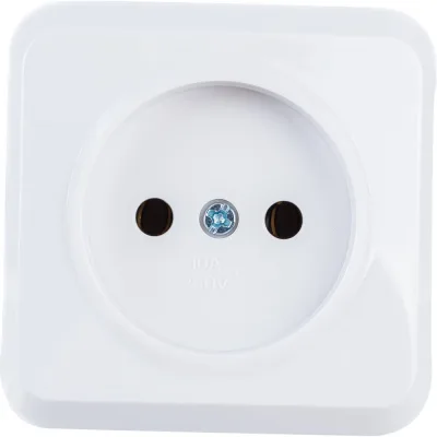 Розетка Smartbuy 1-местная 10А без заземления белая, керамика Юпитер SBE-03w-10-S1-N-c