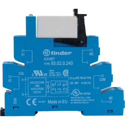 Интерфейсный модуль реле Finder, 2 CO конт. 8а /= 240в Ac/Dc, винт. зажимы, 385202400060