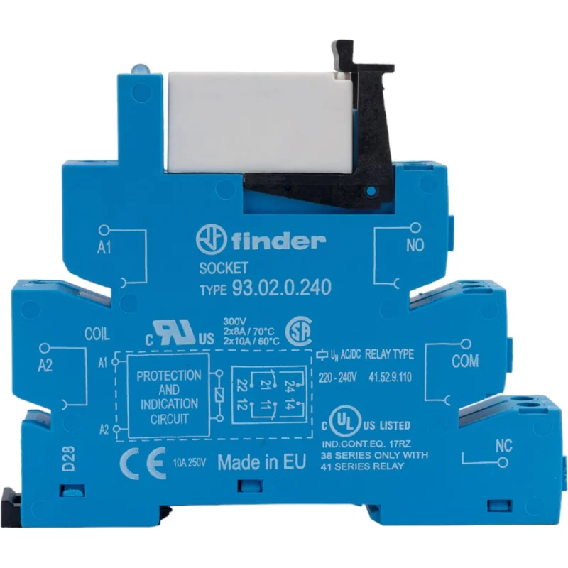 Интерфейсный модуль реле Finder, 2 CO конт. 8а /= 240в Ac/Dc, винт. зажимы, 385202400060