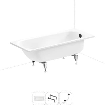 Стальная ванна 160х70 см с шумоизоляцией Sanitana BLB Universal 20220703R в наборе 3 в 1 20220703R