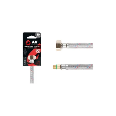 Гибкая подводка для воды AV Engineering иголка м10 короткая - гайка 1/2" 50 см AVE21550