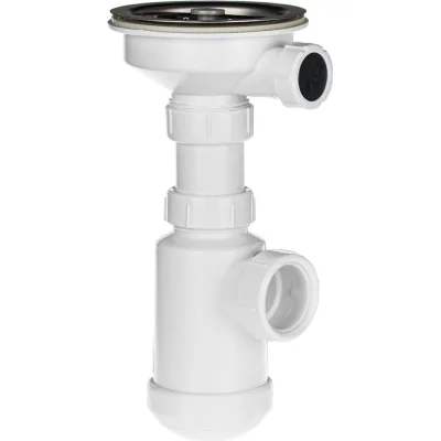Сифон для кухонной мойки MasterProf 3.1/2"х40, для раковины на кухню, пластиковый шток, 40х40/50 ИС.110689