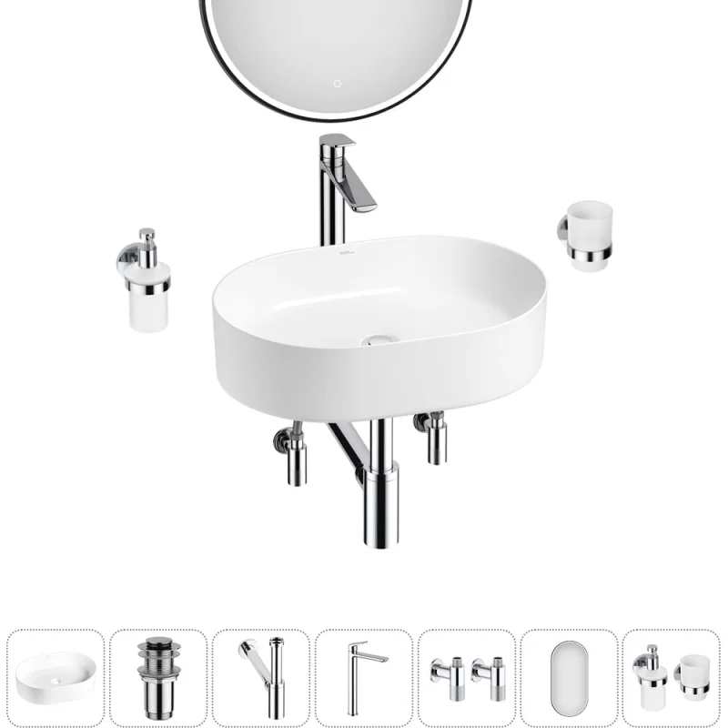 Набор Wellsee 7 в 1 Belle Spa накладная раковина 50x37 см 20218415R