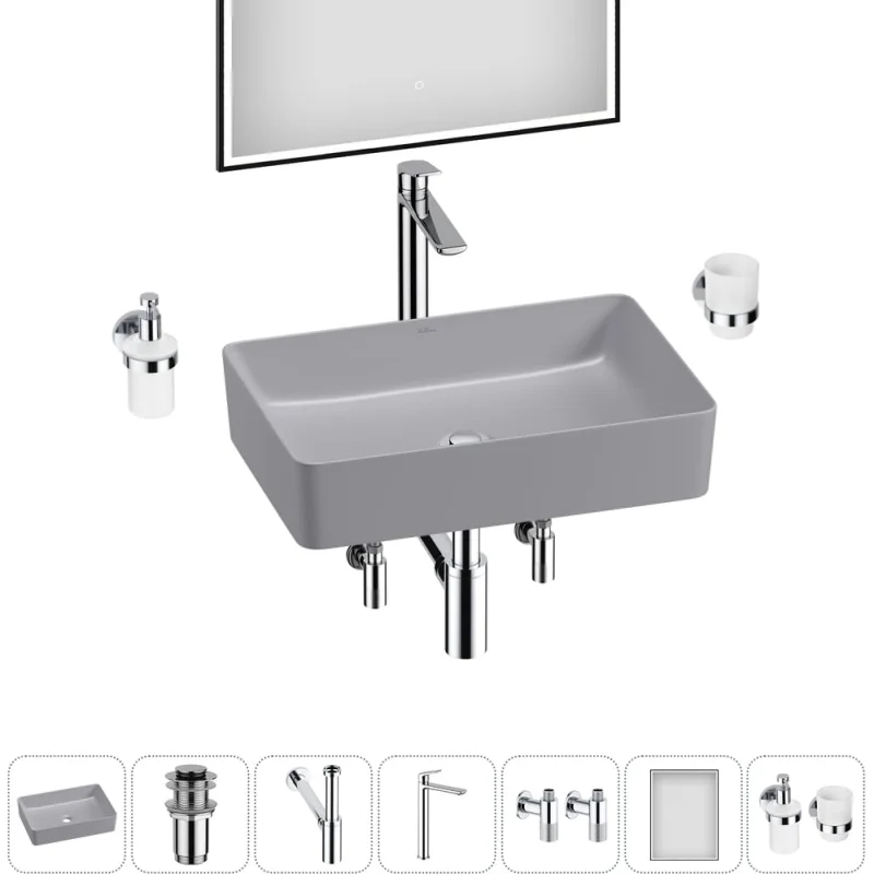 Набор Wellsee 7 в 1 FreeDom 2.0 накладная раковина 50x34 см 20217906R