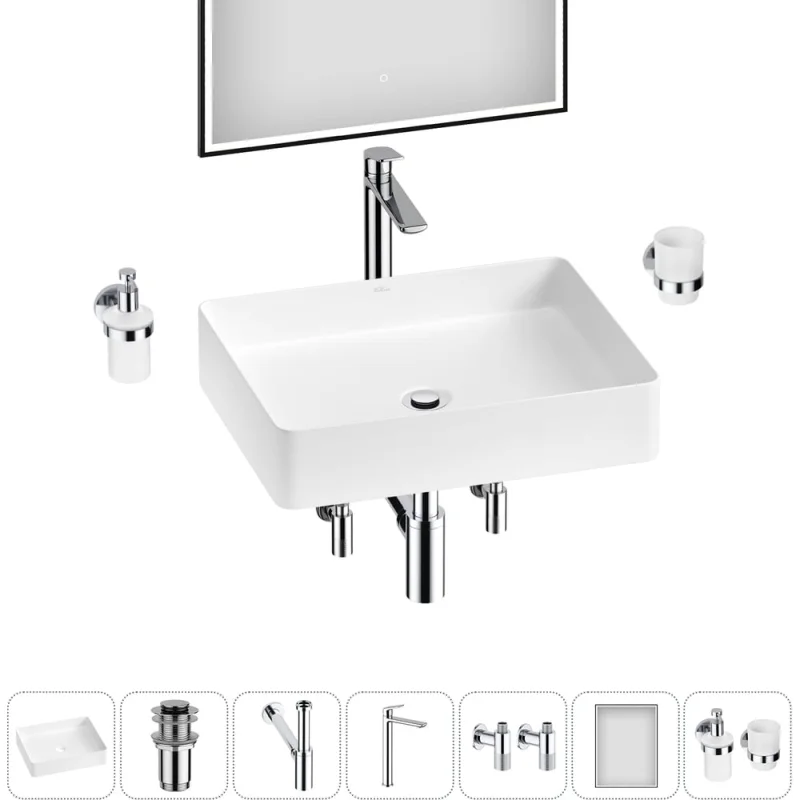 Набор Wellsee 7 в 1 FreeDom 2.0 накладная раковина 51x40 см 20217919R