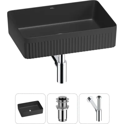 Набор Wellsee 3 в 1 Festive Fox 2.0 накладная раковина 50x35 см, донный клапан, сифон 20213757R