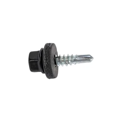 Кровельный саморез Rizzel 4,8x19 RAL 9005 сверло №2, 400 шт 00000351316