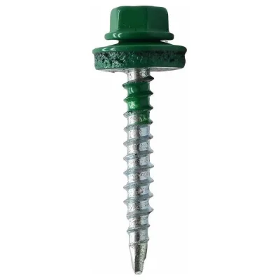 Кровельный саморез Rizzel 4,8x70 RAL 6029, сверло №1, 100 шт. 00000325530